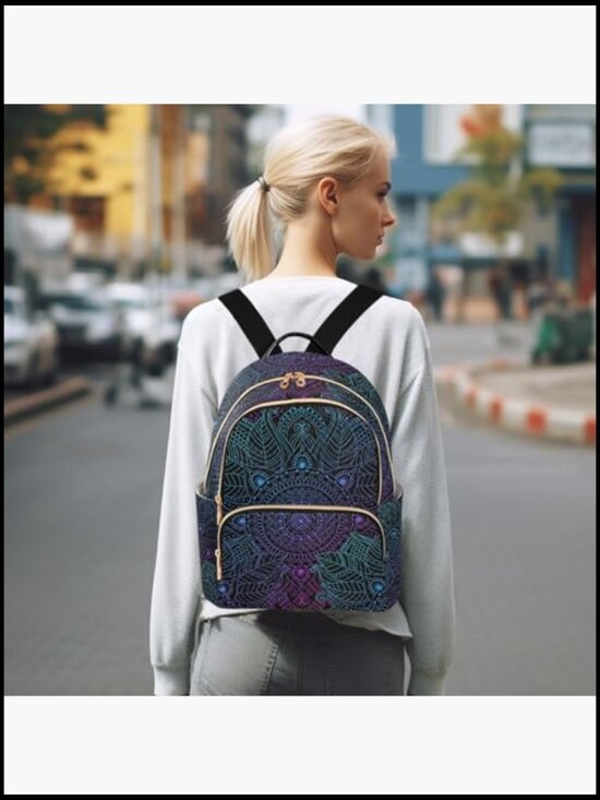 Boho Mandala Small Backpack Daypack for Women Travel Fashion Shoulder Bag main image 7